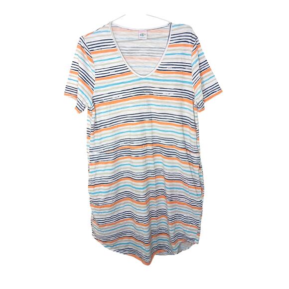 iCantoo Striped V-Neck T-Shirt Dress Women’s L Multicolor Lightweight Hem USA - Picture 2 of 15